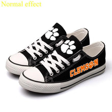 Load image into Gallery viewer, Clemson Tigers NCAA Unisex Breathable Novelty Design Canvas Shoes Black/White Full Plus Size Best Gift Printed Logo Team