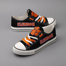 Load image into Gallery viewer, Clemson Tigers NCAA Unisex Breathable Novelty Design Canvas Shoes Black/White Full Plus Size Best Gift Printed Logo Team