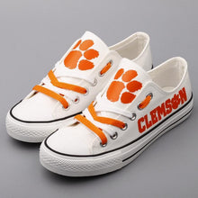 Load image into Gallery viewer, Clemson Tigers NCAA Unisex Breathable Novelty Design Canvas Shoes Black/White Full Plus Size Best Gift Printed Logo Team
