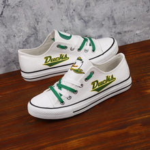 Load image into Gallery viewer, Oregon Ducks  NCAA Unisex Breathable Novelty Design Canvas Shoes Black/White Full Plus Size Best Gift Printed Logo Team