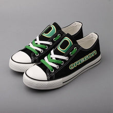 Load image into Gallery viewer, Oregon Ducks  NCAA Unisex Breathable Novelty Design Canvas Shoes Black/White Full Plus Size Best Gift Printed Logo Team