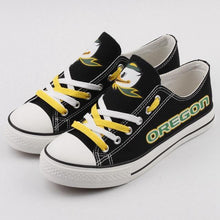 Load image into Gallery viewer, Oregon Ducks  NCAA Unisex Breathable Novelty Design Canvas Shoes Black/White Full Plus Size Best Gift Printed Logo Team