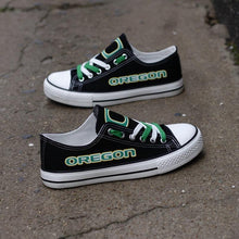 Load image into Gallery viewer, Oregon Ducks  NCAA Unisex Breathable Novelty Design Canvas Shoes Black/White Full Plus Size Best Gift Printed Logo Team