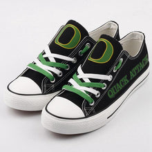 Load image into Gallery viewer, Oregon Ducks  NCAA Unisex Breathable Novelty Design Canvas Shoes Black/White Full Plus Size Best Gift Printed Logo Team