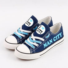 Load image into Gallery viewer, Manchester City Soccer Team Unisex Breathable Novelty Design Canvas Shoes Black/Blue Full Plus Size Best Gift Printed Logo Team