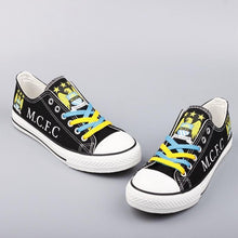 Load image into Gallery viewer, Manchester City Soccer Team Unisex Breathable Novelty Design Canvas Shoes Black/Blue Full Plus Size Best Gift Printed Logo Team