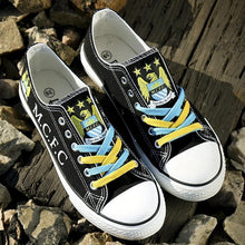 Load image into Gallery viewer, Manchester City Soccer Team Unisex Breathable Novelty Design Canvas Shoes Black/Blue Full Plus Size Best Gift Printed Logo Team