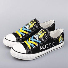 Load image into Gallery viewer, Manchester City Soccer Team Unisex Breathable Novelty Design Canvas Shoes Black/Blue Full Plus Size Best Gift Printed Logo Team