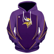Load image into Gallery viewer, Minnesota Vikings NFL Apparel Men New Design 3D Polyester Hoodie Sweatshirt Personalized Full Color Full Plus Size Best Gift Printed Logo Team