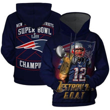 Load image into Gallery viewer, New England Patriots NFL Apparel Men 3D Polyester Super Bowl LIII Champions Hoodie Sweatshirt Personalized Full Color Full Plus Size Best Gift Printed Logo Team