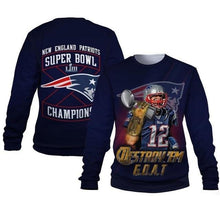 Load image into Gallery viewer, New England Patriots NFL Apparel Men 3D Polyester Super Bowl LIII Champions Hoodie Sweatshirt Personalized Full Color Full Plus Size Best Gift Printed Logo Team