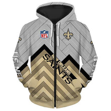 Load image into Gallery viewer, New Orleans Saints New Orleans Saints NFL Apparel Unisex 3D Polyester Zipper Hoodie Sweatshirt Personalized Full Color Full Plus Size Best Gift Printed Logo Team