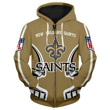 Load image into Gallery viewer, New Orleans Saints New Orleans Saints NFL Apparel Unisex 3D Polyester Zipper Hoodie Sweatshirt Personalized Full Color Full Plus Size Best Gift Printed Logo Team