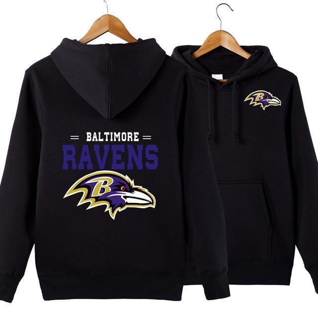 Baltimore Ravens NFL Apparel Unisex 3D Polyester Pullover Hoodie Sweatshirt Black/Gray/Red/White/Yellow Full Plus Size Best Gift Printed Logo Team