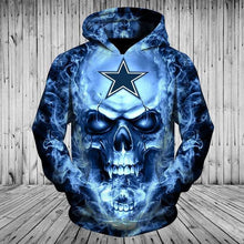 Load image into Gallery viewer, Dallas Cowboys NFL Apparel Men 3D Skull Polyester Zipper Hoodie Sweatshirt Personalized Full Color Full Plus Size Best Gift Printed Logo Team