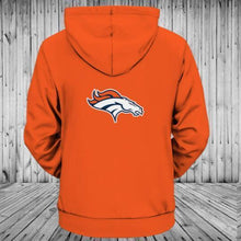 Load image into Gallery viewer, Denver Broncos NFL Apparel Men 3D Polyester Zipper Hoodie Sweatshirt Personalized Full Color Full Plus Size Best Gift Printed Logo Team