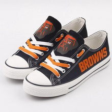 Load image into Gallery viewer, Cleveland Browns NFL Apparel Lightweight Comfort Canvas Shoes Sneaker Black Full Plus Size Best Gift Printed Logo Team