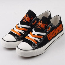 Load image into Gallery viewer, Cleveland Browns NFL Apparel Lightweight Comfort Canvas Shoes Sneaker Black Full Plus Size Best Gift Printed Logo Team