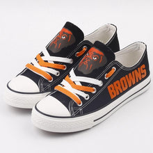 Load image into Gallery viewer, Cleveland Browns NFL Apparel Lightweight Comfort Canvas Shoes Sneaker Black Full Plus Size Best Gift Printed Logo Team