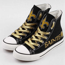 Load image into Gallery viewer, New Orleans Saints NFL Apparel Novelty Design Custom Canvas Shoes Sneaker Black Full Plus Size Best Gift Printed Logo Team