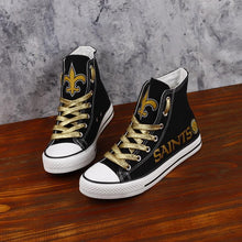 Load image into Gallery viewer, New Orleans Saints NFL Apparel Novelty Design Custom Canvas Shoes Sneaker Black Full Plus Size Best Gift Printed Logo Team