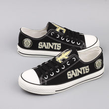 Load image into Gallery viewer, New Orleans Saints NFL Apparel Novelty Design Custom Canvas Shoes Sneaker Black Full Plus Size Best Gift Printed Logo Team
