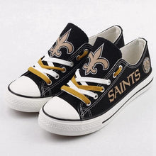 Load image into Gallery viewer, New Orleans Saints NFL Apparel Novelty Design Custom Canvas Shoes Sneaker Black Full Plus Size Best Gift Printed Logo Team