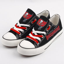 Load image into Gallery viewer, Tampa Bay Buccaneers NFL Apparel Lightweight Comfort Canvas Shoes Sneaker Black Full Plus Size Best Gift Printed Logo Team