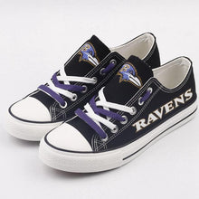 Load image into Gallery viewer, Baltimore Ravens NFL Apparel Lightweight Comfort Canvas Shoes Sneaker Black Full Plus Size Best Gift Printed Logo Team