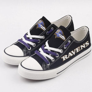 Baltimore Ravens NFL Apparel Lightweight Comfort Canvas Shoes Sneaker Black Full Plus Size Best Gift Printed Logo Team