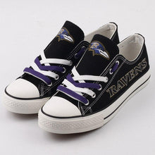 Load image into Gallery viewer, Baltimore Ravens NFL Apparel Lightweight Comfort Canvas Shoes Sneaker Black Full Plus Size Best Gift Printed Logo Team