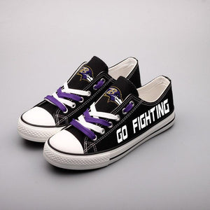 Baltimore Ravens NFL Apparel Lightweight Comfort Canvas Shoes Sneaker Black Full Plus Size Best Gift Printed Logo Team