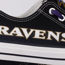 Load image into Gallery viewer, Baltimore Ravens NFL Apparel Lightweight Comfort Canvas Shoes Sneaker Black Full Plus Size Best Gift Printed Logo Team