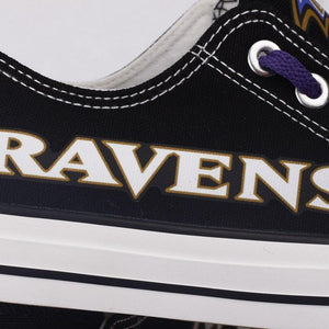 Baltimore Ravens NFL Apparel Lightweight Comfort Canvas Shoes Sneaker Black Full Plus Size Best Gift Printed Logo Team