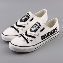 Load image into Gallery viewer, Oakland Raiders NFL Apparel Lightweight Comfort Canvas Shoes Sneaker Black/White Full Plus Size Best Gift Printed Logo Team