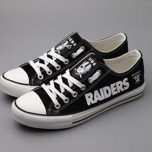 Load image into Gallery viewer, Oakland Raiders NFL Apparel Lightweight Comfort Canvas Shoes Sneaker Black/White Full Plus Size Best Gift Printed Logo Team