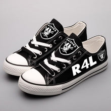 Load image into Gallery viewer, Oakland Raiders NFL Apparel Lightweight Comfort Canvas Shoes Sneaker Black/White Full Plus Size Best Gift Printed Logo Team