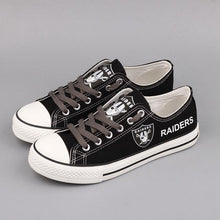Load image into Gallery viewer, Oakland Raiders NFL Apparel Lightweight Comfort Canvas Shoes Sneaker Black/White Full Plus Size Best Gift Printed Logo Team