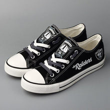 Load image into Gallery viewer, Oakland Raiders NFL Apparel Lightweight Comfort Canvas Shoes Sneaker Black/White Full Plus Size Best Gift Printed Logo Team