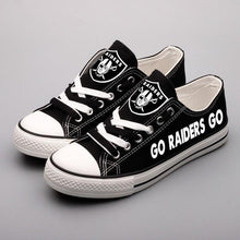 Load image into Gallery viewer, Oakland Raiders NFL Apparel Lightweight Comfort Canvas Shoes Sneaker Black/White Full Plus Size Best Gift Printed Logo Team