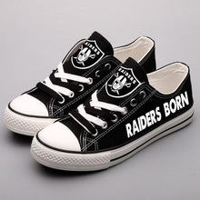 Load image into Gallery viewer, Oakland Raiders NFL Apparel Lightweight Comfort Canvas Shoes Sneaker Black/White Full Plus Size Best Gift Printed Logo Team