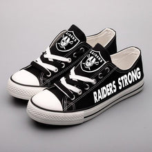 Load image into Gallery viewer, Oakland Raiders NFL Apparel Lightweight Comfort Canvas Shoes Sneaker Black/White Full Plus Size Best Gift Printed Logo Team