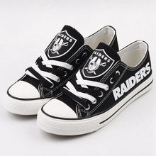Load image into Gallery viewer, Oakland Raiders NFL Apparel Lightweight Comfort Canvas Shoes Sneaker Black/White Full Plus Size Best Gift Printed Logo Team