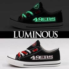 Load image into Gallery viewer, San Francisco 49ers NFL Apparel Unisex Letter Glow In The Dark Laces Shoes Black Full Plus Size Best Gift Printed Logo Team