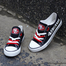 Load image into Gallery viewer, San Francisco 49ers NFL Apparel Unisex Letter Glow In The Dark Laces Shoes Black Full Plus Size Best Gift Printed Logo Team