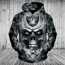Load image into Gallery viewer, Oakland Raiders NFL Apparel Men 3D Skull Polyester Hoodie Sweatshirt Personalized Full Color Full Plus Size Best Gift Printed Logo Team