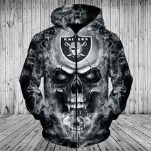 Load image into Gallery viewer, Oakland Raiders NFL Apparel Men 3D Skull Polyester Hoodie Sweatshirt Personalized Full Color Full Plus Size Best Gift Printed Logo Team