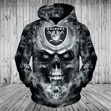 Load image into Gallery viewer, Oakland Raiders NFL Apparel Men 3D Skull Polyester Hoodie Sweatshirt Personalized Full Color Full Plus Size Best Gift Printed Logo Team