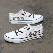 Load image into Gallery viewer, Cameron Yoemen High School Unisex Novelty Design Custom Printed Logo Canvas Shoes White Full Plus Size Best Gift Printed Logo Team