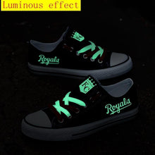 Load image into Gallery viewer, Kansas City Royals MLB Apparel Unisex Novelty Design Luminous Letter Canvas Shoes Personalized Full Color Full Plus Size Best Gift Printed Logo Team